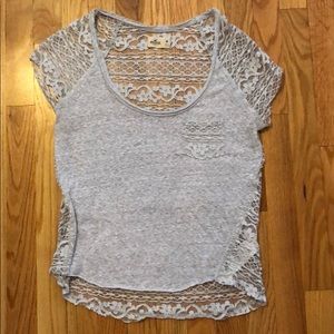 Grey Lace Top